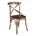 MARLIN Wood Καρέκλα Dark Oak Μέταλλο Βαφή Black Gold SET 4τμχ c470481