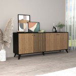 Μπουφές Flipter pakoworld μελαμίνης oak-μαύρο 182x40x78 6εκ c470502