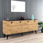 Μπουφές Jeslie pakoworld μελαμίνης oak-ανθρακί 180x40x79εκ c470659