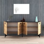 Μπουφές Jeslie pakoworld μελαμίνης oak-ανθρακί 180x40x79εκ c470659