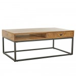 CASSETTO COFFEE TABLE 1ΣΥΡΤΑΡΙ ΦΥΣΙΚΟ ΜΑΥΡΟ 100x60xH40cm c470688