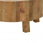 Τραπέζι σαλονιού με αποθηκευτικό χώρο Darian pakoworld μασίφ ξύλο mango καρυδί Φ90x45εκ c471309