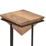 Βοηθητικό τραπέζι σαλονιού Miles pakoworld μασίφ ξύλο ακακίας καρυδί-μαύρο 29x29x54εκ c471312