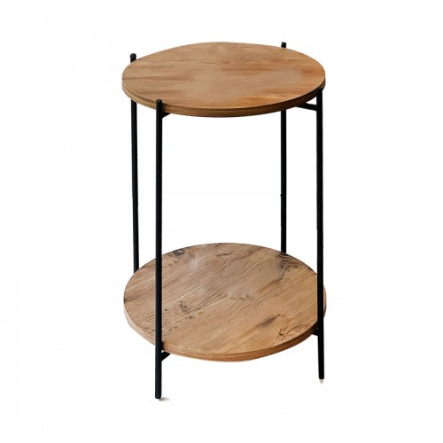 Βοηθητικό τραπέζι Tsouki pakoworld oak-μαύρο Φ40x60εκ c471908