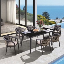 JARDIN Τραπεζαρία ALU Ανθρακί HPL Μαύρο Rope Μπεζ Τραπέζι 6 Πολυθρόνες με Μαξιλάρια c472051 JARDIN Τραπεζαρία ALU Ανθρακί HPL Μαύρο Rope Μπεζ Τραπέζι 6 Πολυθρόνες με Μαξιλάρια c472051