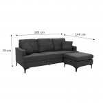 Γωνιακός καναπές με σκαμπό Slim pakoworld υφασμάτινος χρώμα καφέ με μαξιλάρια 185x140x70εκ c472089
