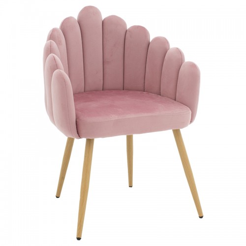 Πολυθρόνα Briella pakoworld βελούδο ροζ φυσικό μεταλλικό πόδι SET 2τμχ c472696