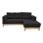 Γωνιακός καναπές αναστρέψιμος Mirabel pakoworld μαύρο ύφασμα-φυσικό ξύλο 250x184x100εκ c472791