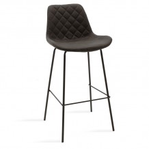 Σκαμπό μπαρ Faith pakoworld αντικέ ανθρακί pu-μαύρο μέταλλο 50x54x104εκ SET 2τμχ c473147