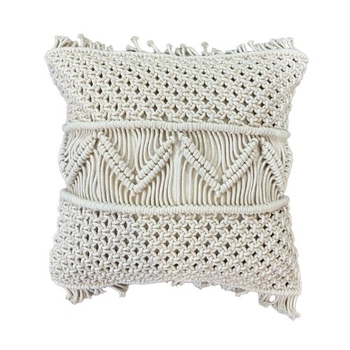 KAIA ΔΙΑΚΟΣΜΗΤΙΚΟ ΜΑΞΙΛΑΡΙ MACRAME ΒΑΜΒΑΚΙ POLYESTER IVORY 45x45cm c473198