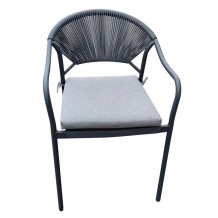 MOLLY Πολυθρόνα Βεράντας-Κήπου Μέταλλο Βαφή Ανθρακί Wicker Γκρι Μαξιλάρι Γκρι c473259