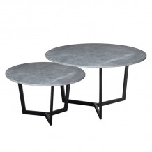 TEDDY Set-2 Τραπεζάκια Σαλονιού-Καθιστικού Μέταλλο Μαύρο Απόχρωση Cement c473261