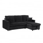 MONTREAL Καναπές - Κρεβάτι Γωνία Αναστρέψιμη με Χώρο Αποθήκευσης Microfiber Μαύρο c473265