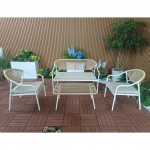 PALERMO Set Σαλόνι Κήπου- Μεταλλικό Άσπρο Wicker Φυσικό Τραπέζι 2 Θέσιος 2 Πολυθρόνες c473308