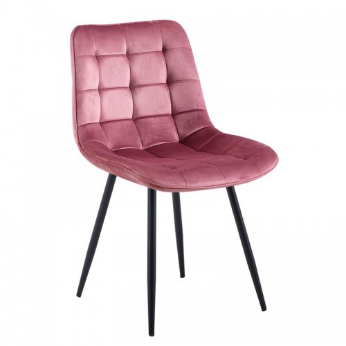 MYRIAM-R Καρέκλα Τραπεζαρίας Μέταλλο Βαφή Μαύρο Ύφασμα Velure Απόχρωση Dirty Pink SET 6τμχ c473312