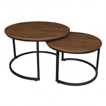 BOZZI Set-2 Τραπεζάκια Σαλονιού-Καθιστικού Μέταλλο Βαφή Μαύρο Απόχρωση Καρυδί c473415