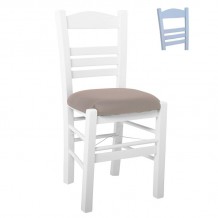 ΣΙΦΝΟΣ Καρέκλα Οξιά Βαφή Εμποτισμού Λάκα Γκρι Κάθισμα Pu Cappuccino c473453