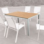 VIRNA Τραπέζι Κήπου-Βεράντας Μέταλλο Βαφή Άσπρο Polywood Φυσικό c473456