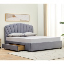 ARIEL Κρεβάτι Διπλό για Στρώμα 160x200cm με Συρτάρι Velure Απόχρωση Γκρι c473460 ARIEL Κρεβάτι Διπλό για Στρώμα 160x200cm με Συρτάρι Velure Απόχρωση Γκρι c473460