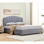 ARIEL Κρεβάτι Διπλό για Στρώμα 160x200cm με Συρτάρι Velure Απόχρωση Γκρι c473460