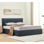 WALTER Κρεβάτι Διπλό με Χώρο Αποθήκευσης για Στρώμα 160x200cm Ύφασμα Σκούρο Γκρι c473461