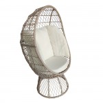 CROWN Πολυθρόνα Egg Wicker Μπεζ Μαξιλάρι Άσπρο c473472