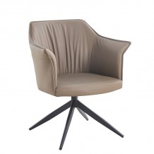 EVELYN Πολυθρόνα Περιστρεφόμενη Μέταλλο Βαφή Μαύρο Pu Cappuccino SET 2τμχ c473481