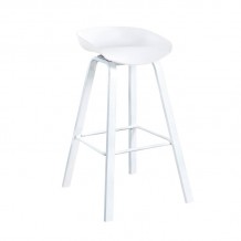 PENT Σκαμπό Bar Μέταλλο Βαφή Άσπρο PP Άσπρο SET 4τμχ c473560