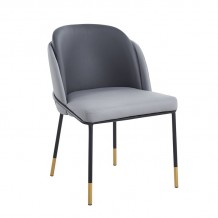 SELECT Καρέκλα Τραπεζαρίας- Κουζίνας Μέταλλο Βαφή Μαύρο Pu Ανοιχτό-Σκούρο Γκρι SET 4τμχ c473564