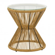 Τραπέζι Mabil pakoworld rattan φυσικό-γυαλί Φ50x55εκ c473729 Τραπέζι Mabil pakoworld rattan φυσικό-γυαλί Φ50x55εκ c473729