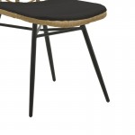 Καρέκλα Achillia pakoworld wicker rattan καφέ-μεταλλικό μαύρο πόδι-μαύρο μαξιλάρι 45x60x83εκ c473736