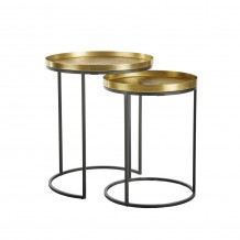 TOTALE SIDE TABLE SET 2ΤΕΜ BRASS ANTIQUE ΜΑΥΡΟ D49 41xH56 49cm c473802 TOTALE SIDE TABLE SET 2ΤΕΜ BRASS ANTIQUE ΜΑΥΡΟ D49 41xH56 49cm c473802