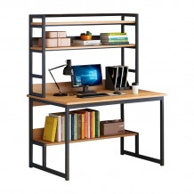 Γραφείο Damp pakoworld με ραφιέρα-MDF φυσικό-μαύρο 100x60x154εκ c473841