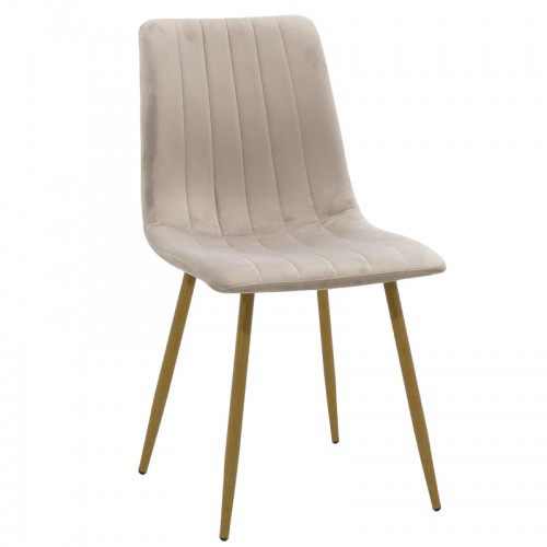 Καρέκλα Noor pakoworld γκρι βελούδο-πόδι φυσικό μέταλλο 44x55x86εκ c473970