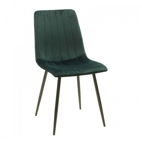 Καρέκλα Noor pakoworld σκούρο πράσινο βελούδο-πόδι μαύρο μέταλλο 44x55x86εκ c473975