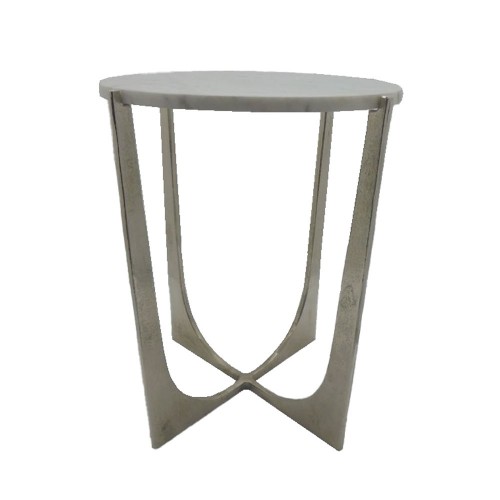 DION SIDE TABLE SILVER NICKEL ΛΕΥΚΟ 40 75x40 75xH56cm c473989