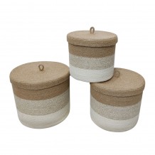 YDRA ΚΟΥΤΙ ΜΕ ΚΑΠΑΚΙ SET 3ΤΜΧ ΓΙΟΥΤΑ ΦΥΣΙΚΟ ΜΠΕΖ ΛΕΥΚΟ D27 22 17xH17 15 13cm c474000