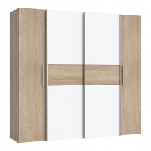 Ντουλάπα ρούχων Closet pakoworld τετράφυλλη sonoma oak-λευκό μελαμίνης 200x61 5x190 5εκ c475208