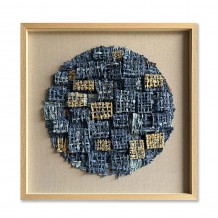 AZURE WORLD 2 ΠΙΝΑΚΑΣ ΧΑΡΤΙ ΜΠΕΖ ΜΠΛΕ ΓΥΑΛΙ ΚΟΡΝΙΖΑ ΦΥΣΙΚΟ 80x80xH4cm c475439