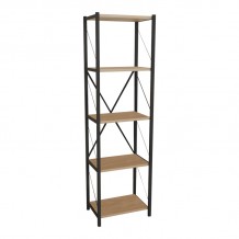 Βιβλιοθήκη Glase pakoworld oak-μαύρο μελαμίνης 40x30x150εκ c475593