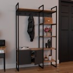 Έπιπλο εισόδου Thoj pakoworld oak-ανθρακί μελαμίνης 120x34x180εκ c475601