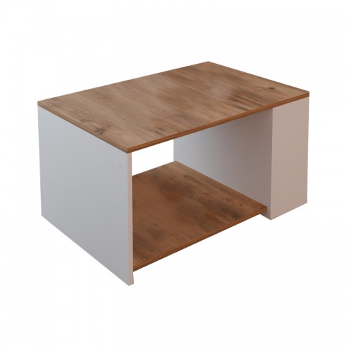 Τραπέζι σαλονιού Noil pakoworld oak-λευκό μελαμίνης 90x60x48εκ c475618