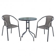 BALENO Set Κήπου - Βεράντας Τραπέζι 2 Πολυθρόνες Μέταλλο Ανθρακί - Wicker Mixed Grey c475794 BALENO Set Κήπου - Βεράντας Τραπέζι 2 Πολυθρόνες Μέταλλο Ανθρακί - Wicker Mixed Grey c475794