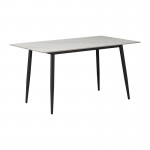Τραπέζι Gustas pakoworld λευκό μαρμάρου sintered stone-μαύρο μέταλλο 140x80x75εκ c475945