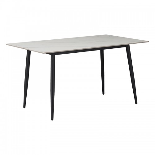 Τραπέζι Gustas pakoworld λευκό μαρμάρου sintered stone-μαύρο μέταλλο 160x90x75εκ c475953