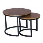 MATE COFFEE TABLE SET 2ΤΕΜ ΦΥΣΙΚΟ ΜΑΥΡΟ 54x54xH42cm c476365