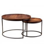 CELLINI COFFEE TABLE SET 2ΤΕΜ ΚΑΡΥΔΙ ΑΝΟΙΧΤΟ ΜΑΥΡΟ 70x70xH43cm c476369