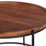 CELLINI COFFEE TABLE SET 2ΤΕΜ ΚΑΡΥΔΙ ΑΝΟΙΧΤΟ ΜΑΥΡΟ 70x70xH43cm c476369