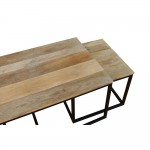 QUADRO COFFEE TABLE SET 3ΤΕΜ ΦΥΣΙΚΟ ΜΑΥΡΟ 110x60xH45cm c476374