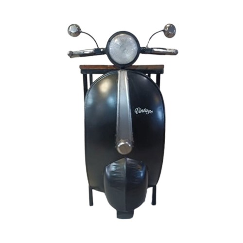 MINI VESPA SIDE TABLE ΜΕ ΡΑΦΙΑ ΜΑΥΡΟ ΑΣΗΜΙ ΦΥΣΙΚΟ 61x45xH88cm c476468